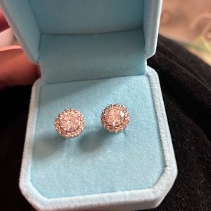 Certified 2ct. t.w. Diamond Moissanite Round Halo Stud Earrings 925 sterling